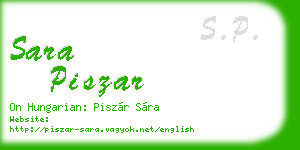 sara piszar business card
